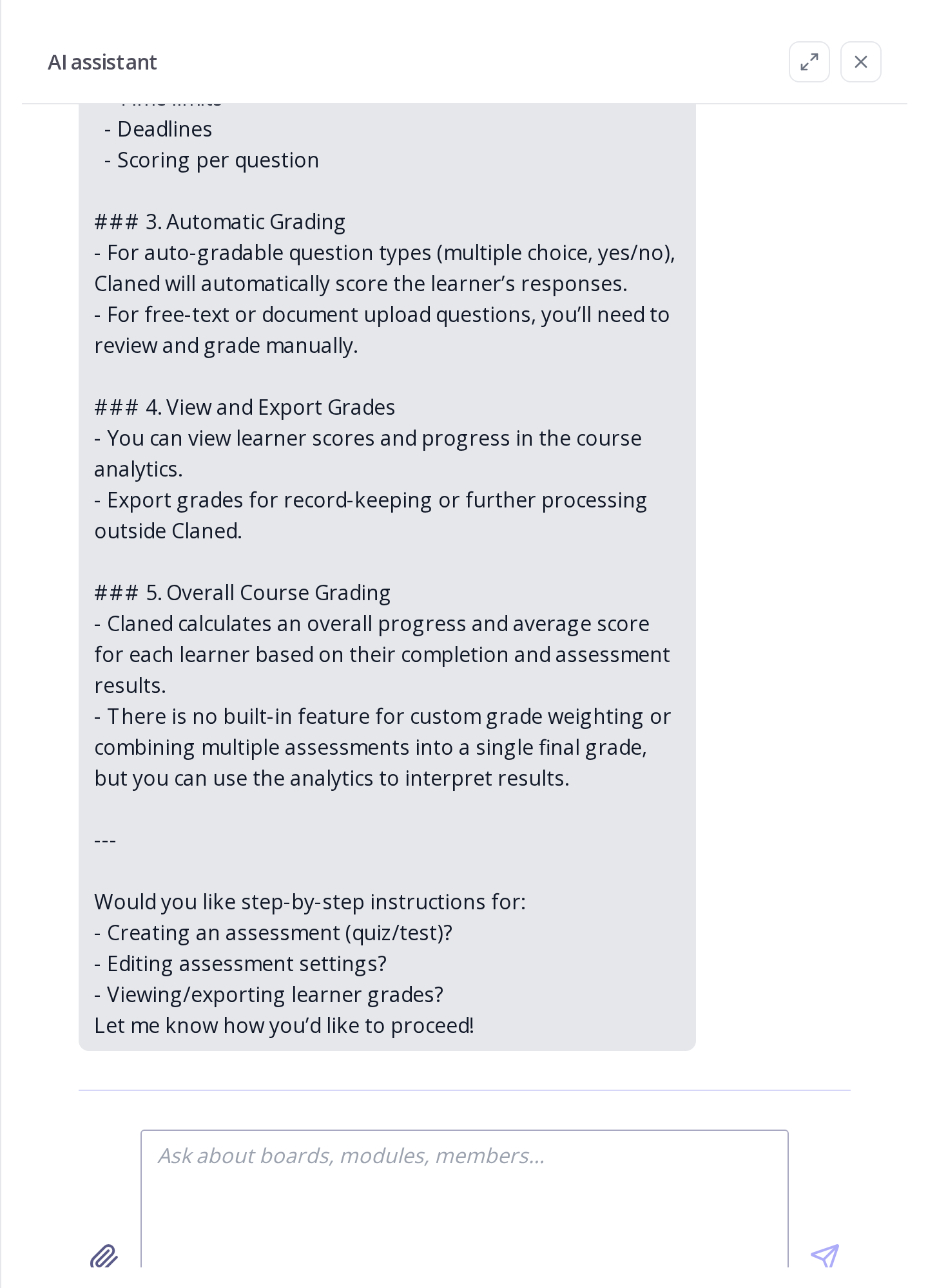 Answers grounded in the course